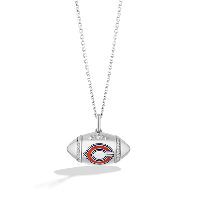 Main Image 1 of True Fans Chicago Bears Diamond Accent Football Necklace in Sterling Silver