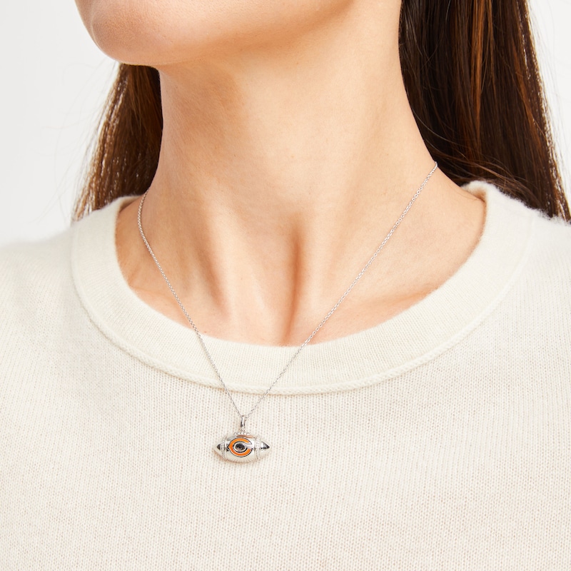 Main Image 3 of True Fans Chicago Bears Diamond Accent Football Necklace in Sterling Silver