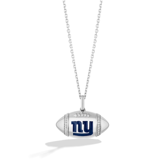 True Fans New York Giants Diamond Accent Football Necklace in Sterling Silver