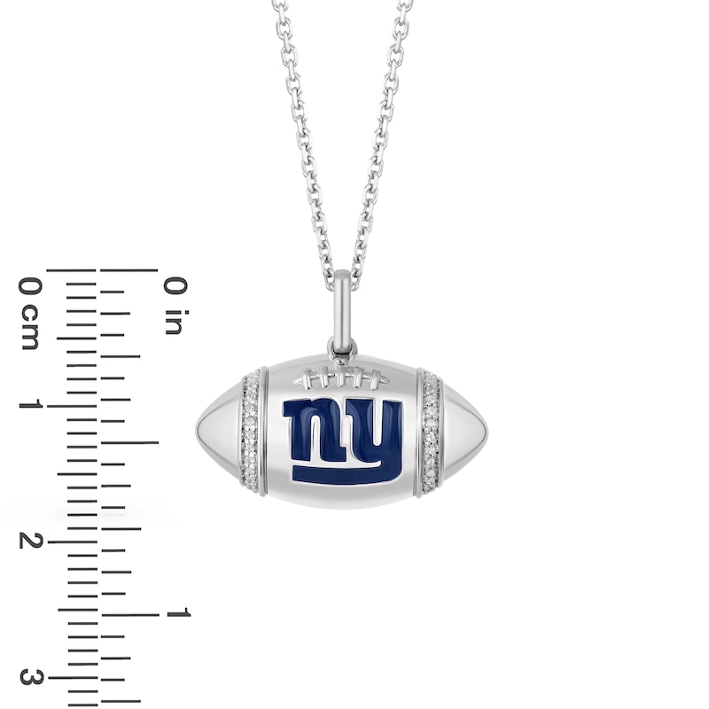 Main Image 2 of True Fans New York Giants Diamond Accent Football Necklace in Sterling Silver