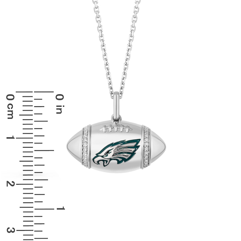 Main Image 2 of True Fans Philadelphia Eagles Diamond Accent Football Necklace in Sterling Silver