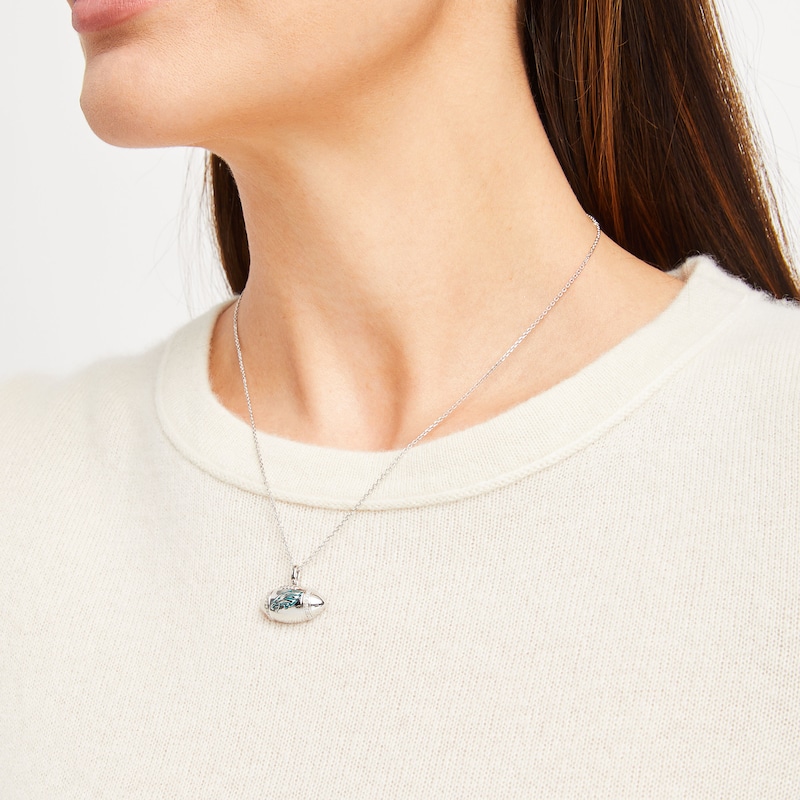 Main Image 3 of True Fans Philadelphia Eagles Diamond Accent Football Necklace in Sterling Silver