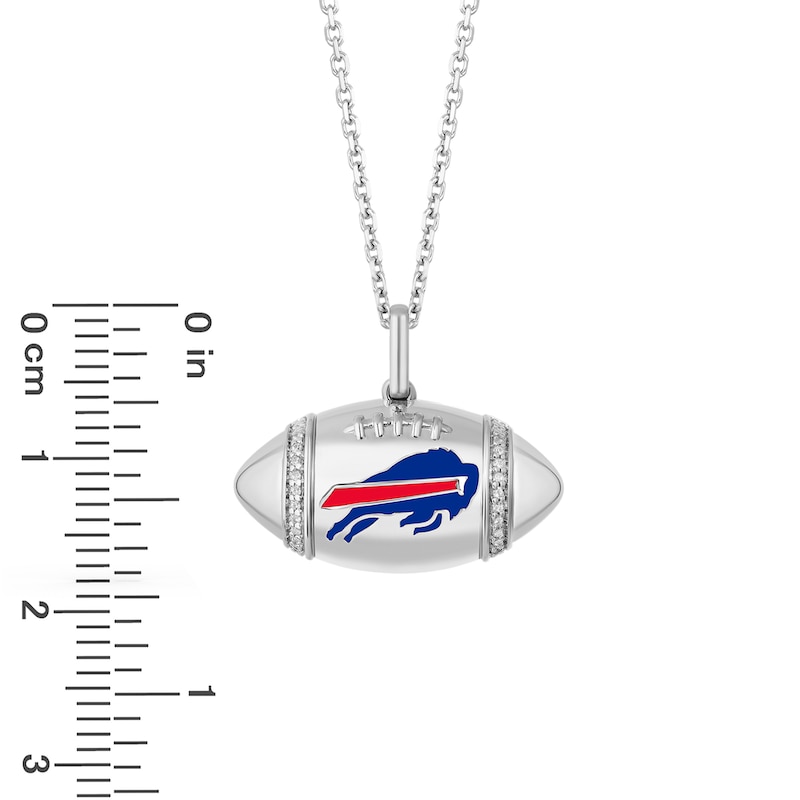 Main Image 2 of True Fans Buffalo Bills Diamond Accent Football Necklace in Sterling Silver