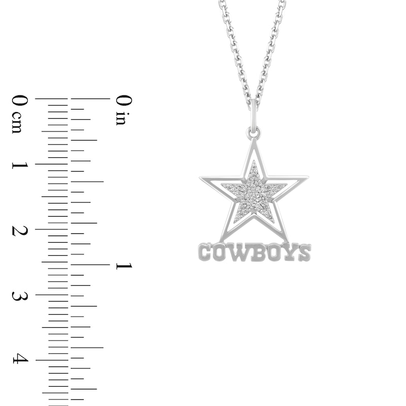 Main Image 2 of True Fans Dallas Cowboys 1/10 CT. T.W. Diamond Logo Necklace in Sterling Silver