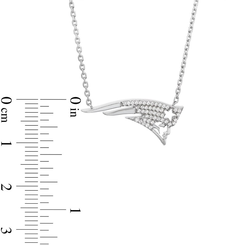 Main Image 2 of True Fans New England Patriots 1/10 CT. T.W. Diamond Logo Necklace in Sterling Silver