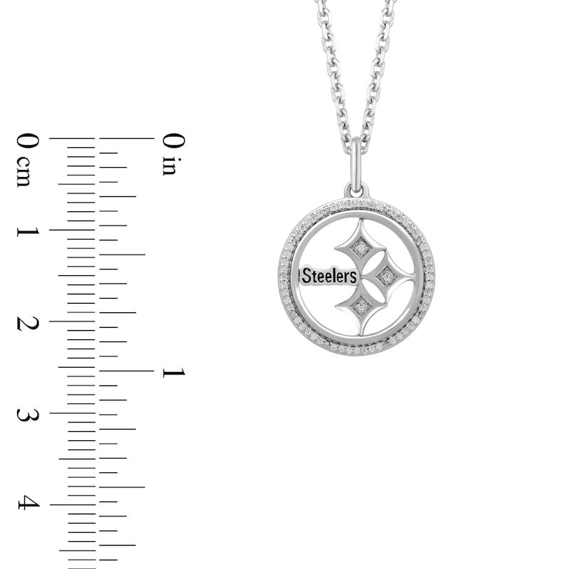 Main Image 2 of True Fans Pittsburgh Steelers 1/10 CT. T.W. Diamond Logo Necklace in Sterling Silver