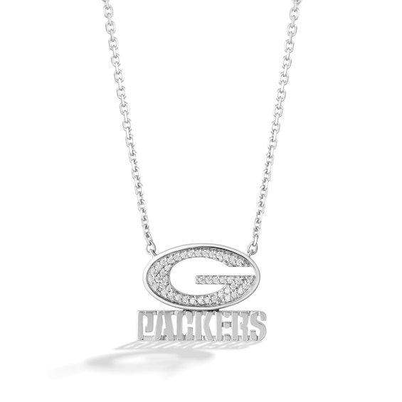 True Fans Green Bay Packers 1/10 CT. T.W. Diamond Logo Necklace in Sterling Silver