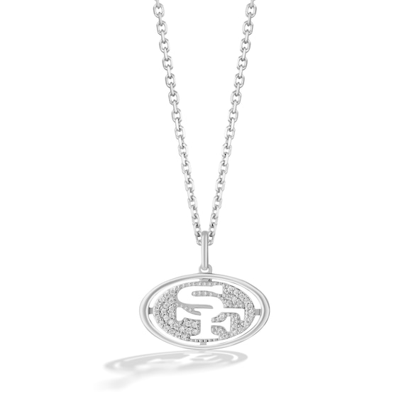 True Fans San Francisco 49ers 1/10 CT. T.W. Diamond Logo Necklace in Sterling Silver
