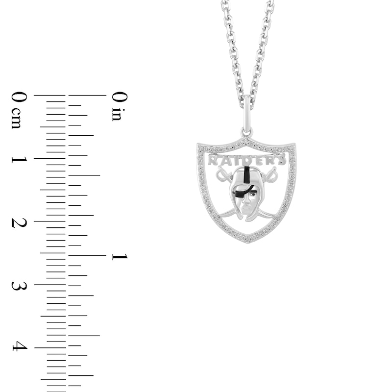 Main Image 2 of True Fans Las Vegas Raiders 1/10 CT. T.W. Diamond Logo Necklace in Sterling Silver