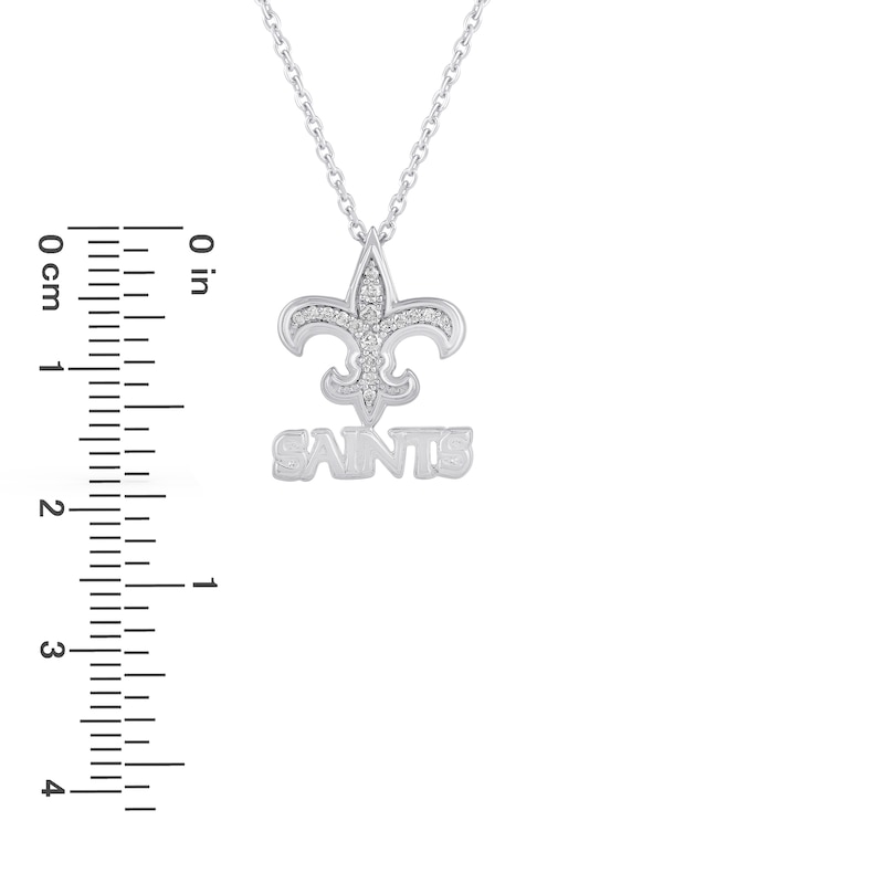 Main Image 2 of True Fans New Orleans Saints 1/10 CT. T.W. Diamond Logo Necklace in Sterling Silver