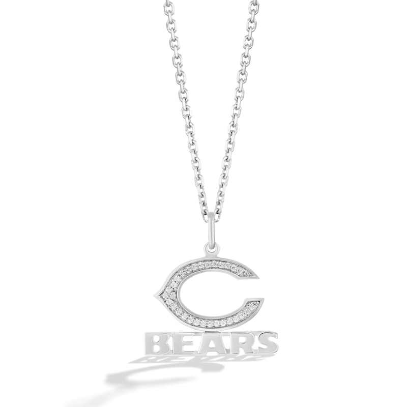 Main Image 1 of True Fans Chicago Bears 1/10 CT. T.W. Diamond Logo Necklace in Sterling Silver