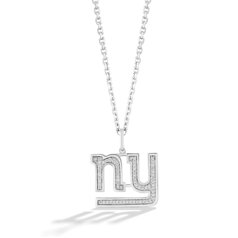 Main Image 1 of True Fans New York Giants 1/10 CT. T.W. Diamond Logo Necklace in Sterling Silver