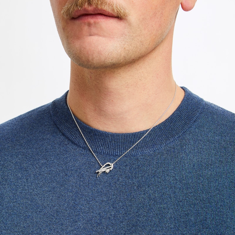 Main Image 4 of True Fans Buffalo Bills 1/10 CT. T.W. Diamond Logo Necklace in Sterling Silver