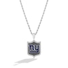 Thumbnail Image 1 of True Fans New York Giants 1/5 CT. T.W. Diamond and Enamel Reversible Shield Necklace in Sterling Silver