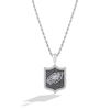 Thumbnail Image 1 of True Fans Philadelphia Eagles 1/5 CT. T.W. Diamond and Enamel Reversible Shield Necklace in Sterling Silver