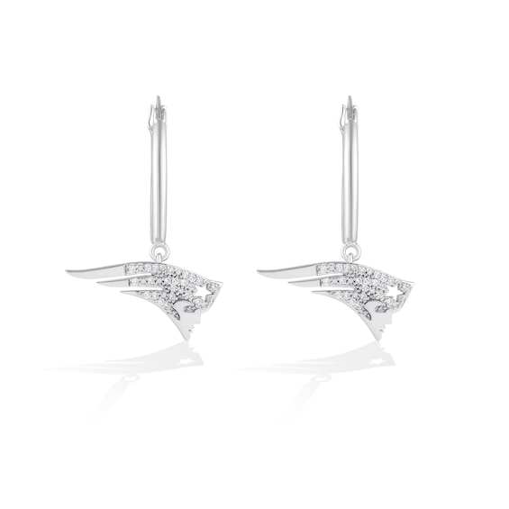 True Fans New England Patriots 1/10 CT. T.W. Diamond Logo Earrings in Sterling Silver