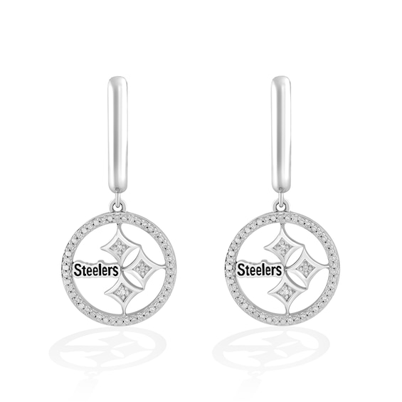 True Fans Pittsburgh Steelers 1/10 CT. T.W. Diamond Logo Earrings in Sterling Silver
