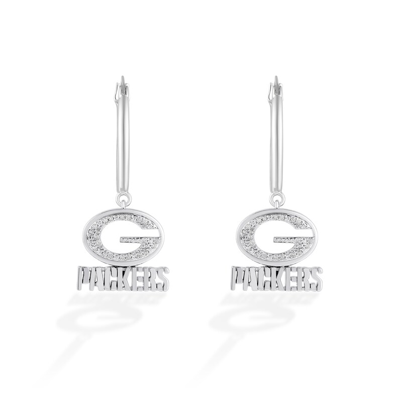 Main Image 1 of True Fans Greenbay Packers 1/10 CT. T.W. Diamond Logo Earrings in Sterling Silver