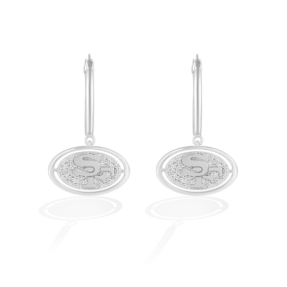 True Fans San Francisco 49ers 1/10 CT. T.W. Diamond Logo Earrings in Sterling Silver