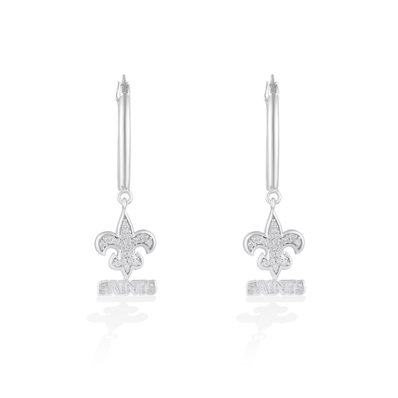 True Fans New Orleans Saints 1/10 CT. T.W. Diamond Logo Earrings in Sterling Silver