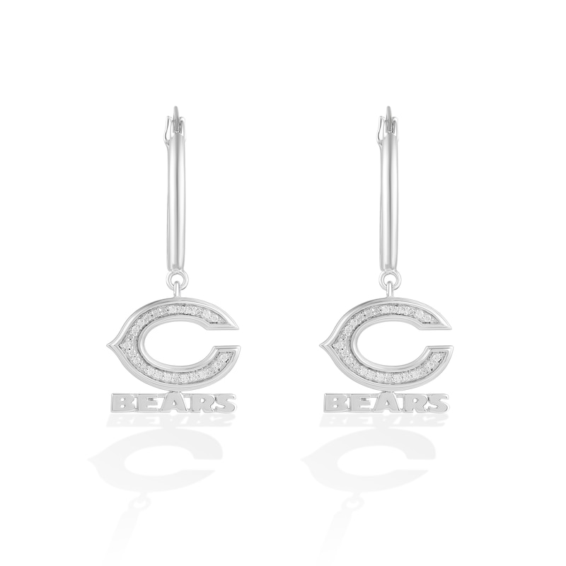 Main Image 1 of True Fans Chicago Bears 1/10 CT. T.W. Diamond Logo Earrings in Sterling Silver
