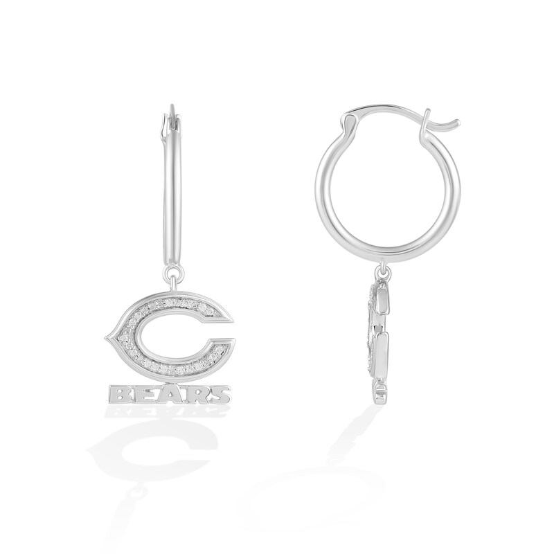 Main Image 2 of True Fans Chicago Bears 1/10 CT. T.W. Diamond Logo Earrings in Sterling Silver