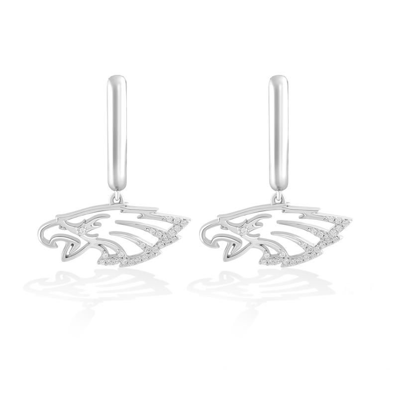 Main Image 1 of True Fans Philadelphia Eagles 1/10 CT. T.W. Diamond Logo Earrings in Sterling Silver