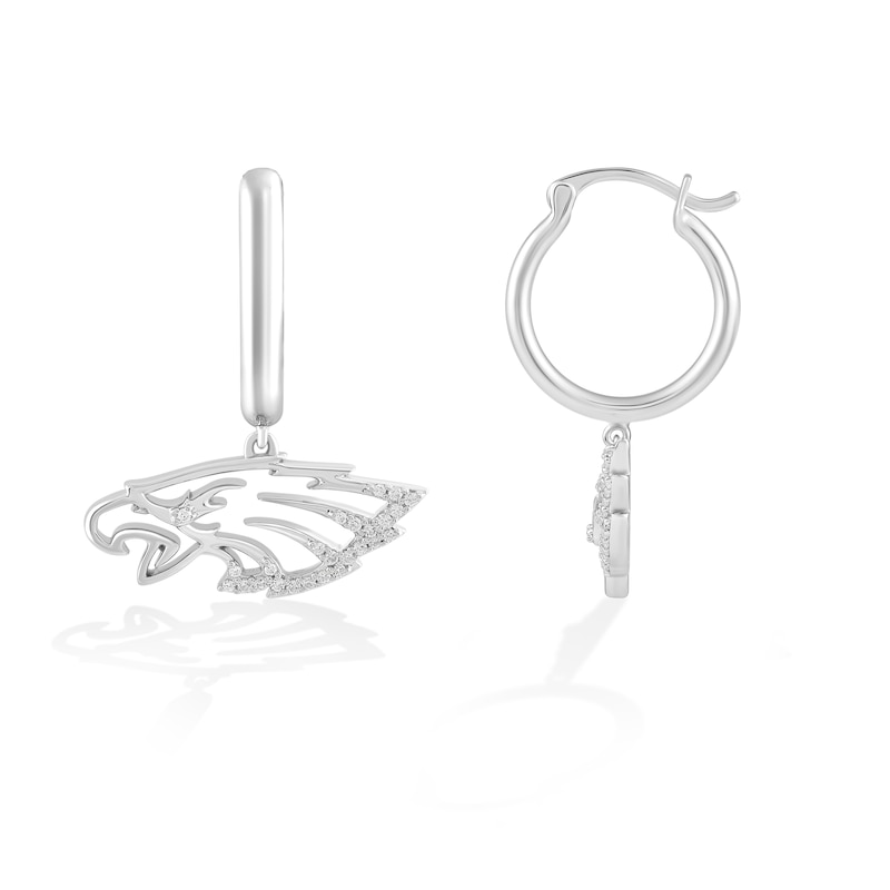 Main Image 2 of True Fans Philadelphia Eagles 1/10 CT. T.W. Diamond Logo Earrings in Sterling Silver