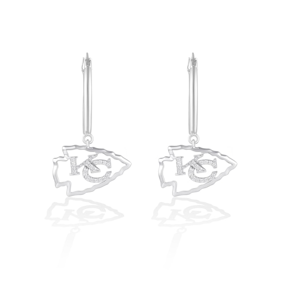True Fans Kansas City Chiefs 1/10 CT. T.W. Diamond Logo Earrings in Sterling Silver