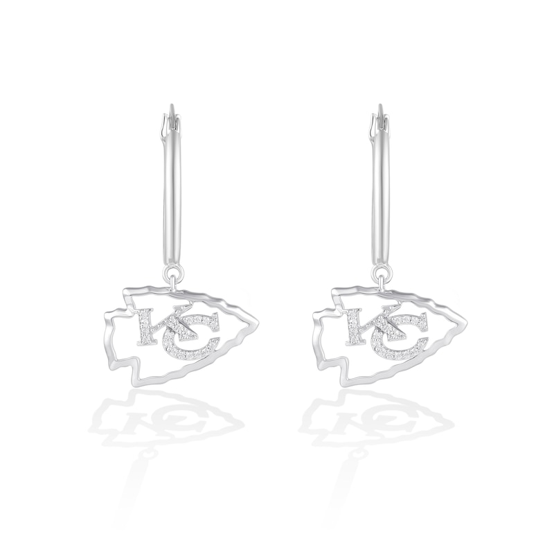 Main Image 1 of True Fans Kansas City Chiefs 1/10 CT. T.W. Diamond Logo Earrings in Sterling Silver