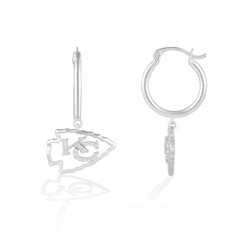 Main Image 2 of True Fans Kansas City Chiefs 1/10 CT. T.W. Diamond Logo Earrings in Sterling Silver