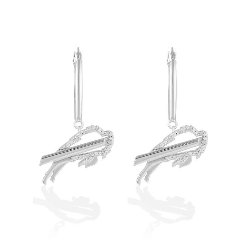 Main Image 1 of True Fans Buffalo Bills 1/10 CT. T.W. Diamond Logo Earrings in Sterling Silver
