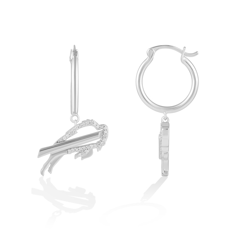 Main Image 2 of True Fans Buffalo Bills 1/10 CT. T.W. Diamond Logo Earrings in Sterling Silver