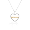 Thumbnail Image 1 of True Fans Chicago Bears 1/10 CT. T.W. Diamond Heart Necklace in Sterling Silver & 10K Yellow Gold