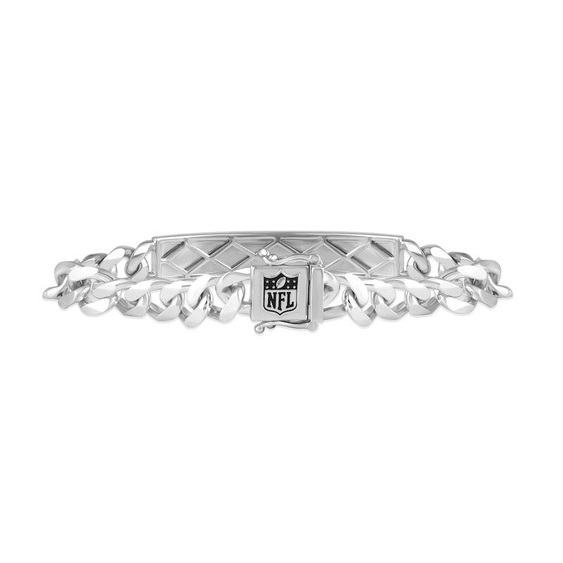 Main Image 2 of True Fans Pittsburgh Steelers 1/6 CT. T.W. Diamond Logo ID Bracelet in Sterling Silver