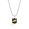 Thumbnail Image 1 of True Fans Philadelphia Eagles 3/8 CT. T.W. Black Diamond and Enamel Reversible Shield Necklace in 10K Yellow Gold & Sterling Silver