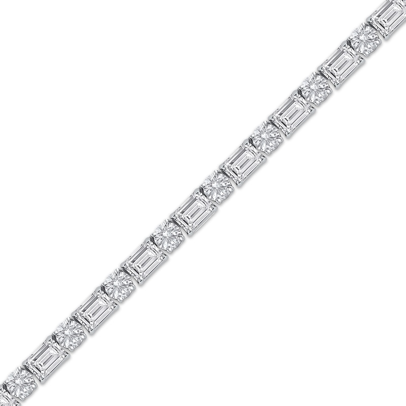 Main Image 2 of Emerald & Round-Cut Diamond Tennis Necklace 12-1/2 ct tw 14K White Gold 16&quot;