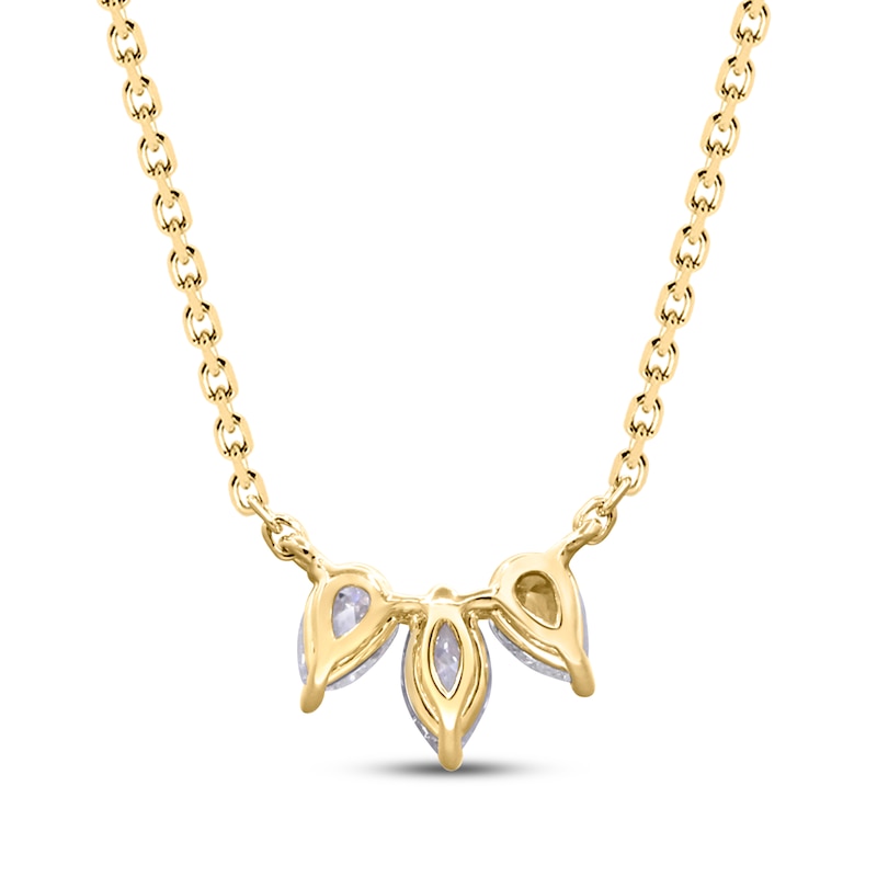 Main Image 3 of Marquise-Cut & Pear-Shaped Diamond Three-Stone Necklace 1/3 ct tw 10K Yellow Gold 18&quot;