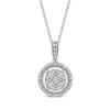 Thumbnail Image 1 of Multi-Diamond Halo Necklace 1/15 ct tw Sterling Silver 18&quot;