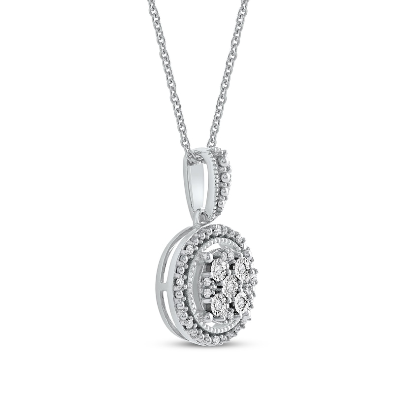 Main Image 2 of Multi-Diamond Halo Necklace 1/15 ct tw Sterling Silver 18&quot;