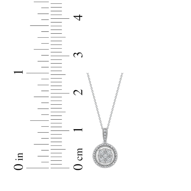 Main Image 4 of Multi-Diamond Halo Necklace 1/15 ct tw Sterling Silver 18&quot;