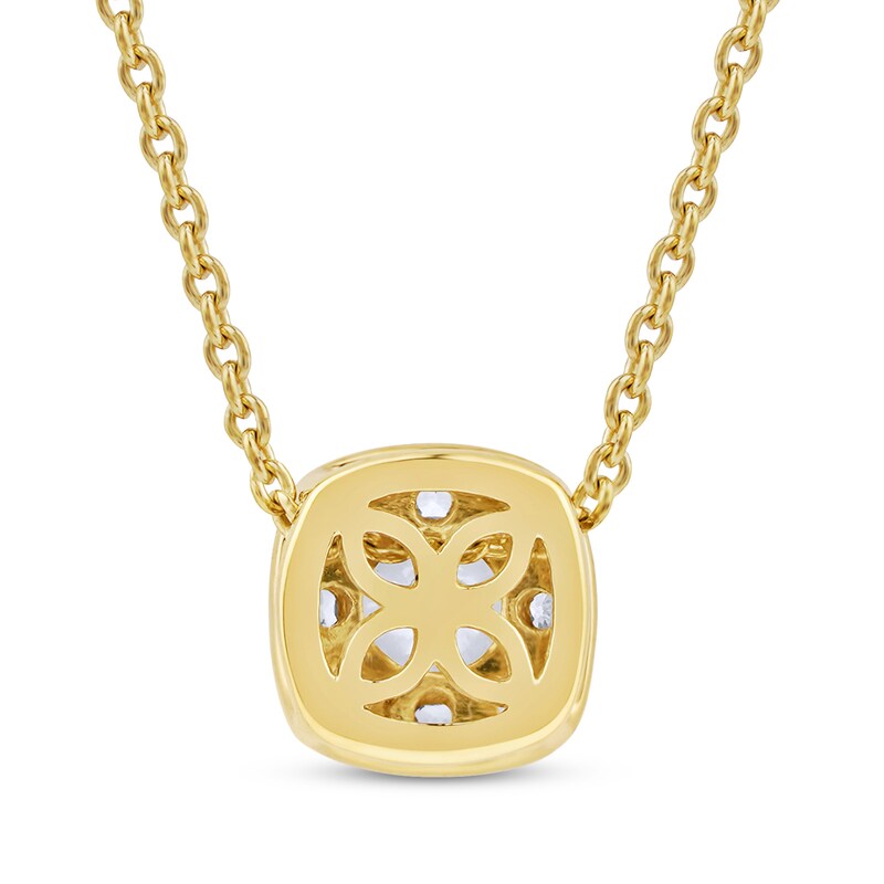 Main Image 3 of Diamond Cushion Halo Necklace 1/3 ct tw 10K Yellow Gold 18&quot;