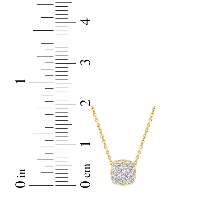 Main Image 5 of Diamond Cushion Halo Necklace 1/3 ct tw 10K Yellow Gold 18&quot;