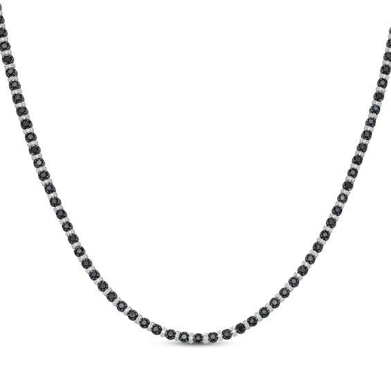 Men's Black & White Diamond Necklace 7-3/4 ct tw Sterling Silver 20"
