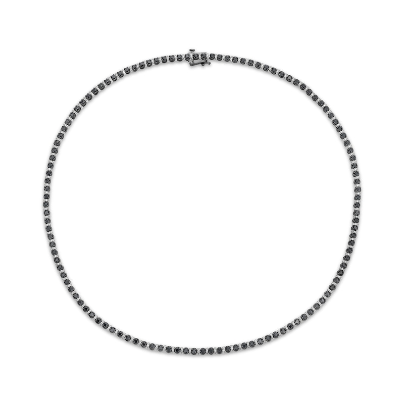 Main Image 2 of Men's Black & White Diamond Necklace 7-3/4 ct tw Sterling Silver 20&quot;