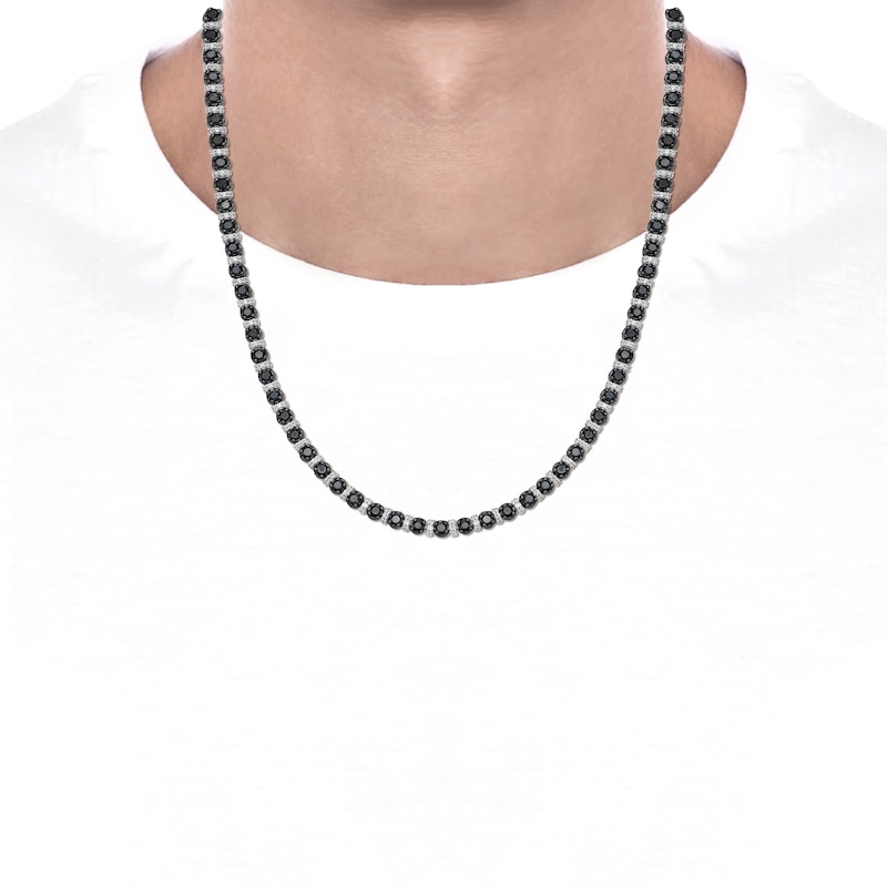 Main Image 4 of Men's Black & White Diamond Necklace 7-3/4 ct tw Sterling Silver 20&quot;