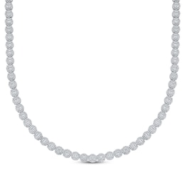 Men's Baguette & Round-Cut Multi-Diamond Circle Link Necklace 3 ct tw Sterling Silver 20"