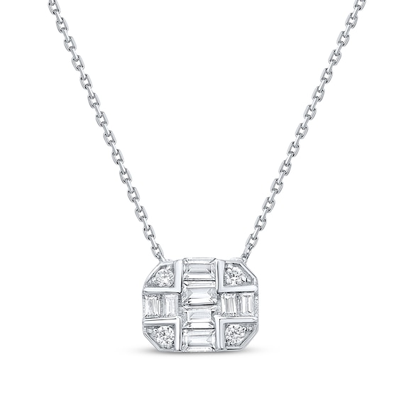 Multi-Diamond Octagon Necklace 1/4 ct tw Sterling Silver 18"