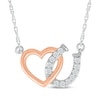 Thumbnail Image 1 of Diamond Horseshoe & Heart Necklace 1/15 ct tw Sterling Silver & 10K Rose Gold 18&quot;