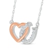 Thumbnail Image 2 of Diamond Horseshoe & Heart Necklace 1/15 ct tw Sterling Silver & 10K Rose Gold 18&quot;